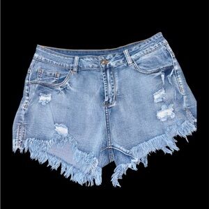 Distressed Denim Jean Shorts